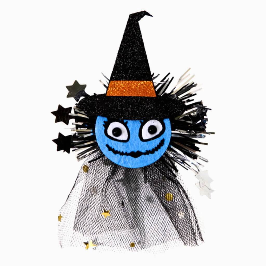 Creepy Blue Glitter Witch Tinsel Hair Clip