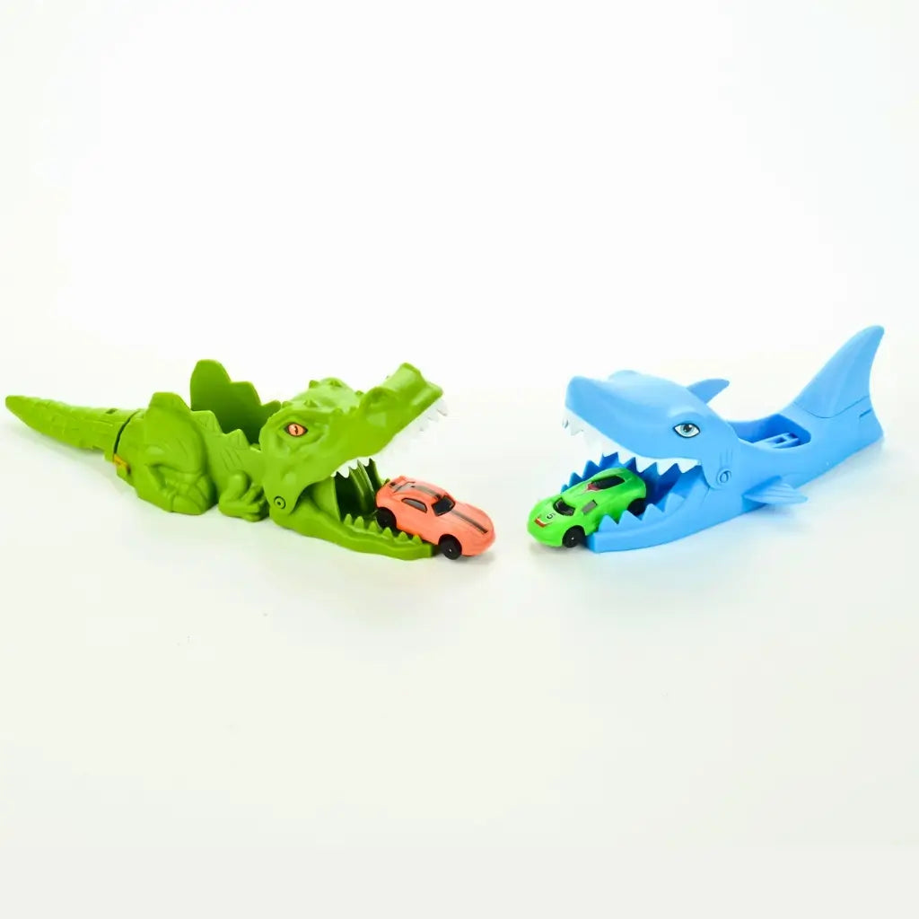 crocodile or shark toy car launcher playset for kids