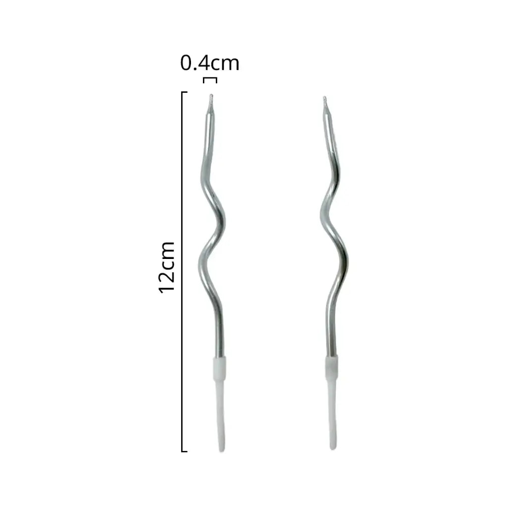 Curved silver candles for party cake
