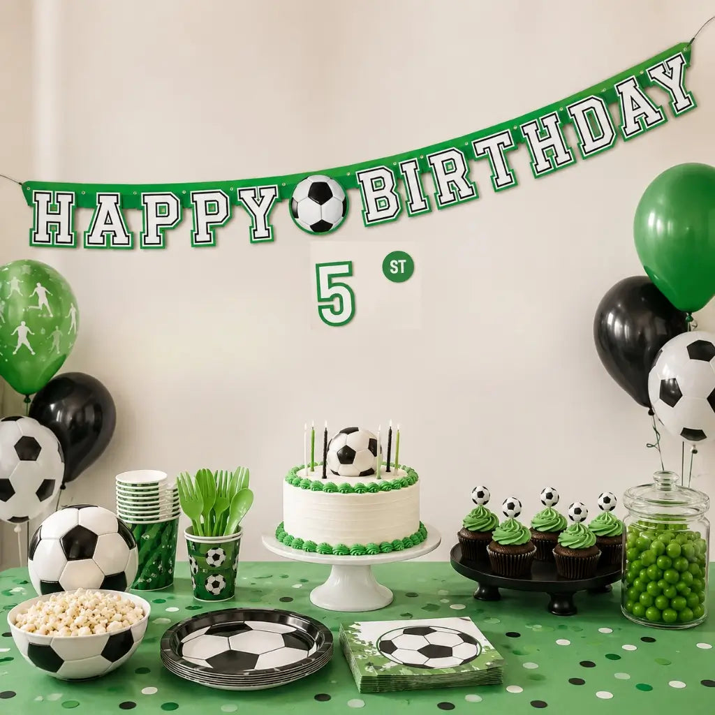 3D Soccer Happy Birthday Jointed Banner with Age Stickers