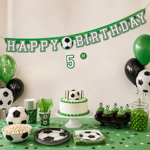 3D Soccer Happy Birthday Jointed Banner with Age Stickers