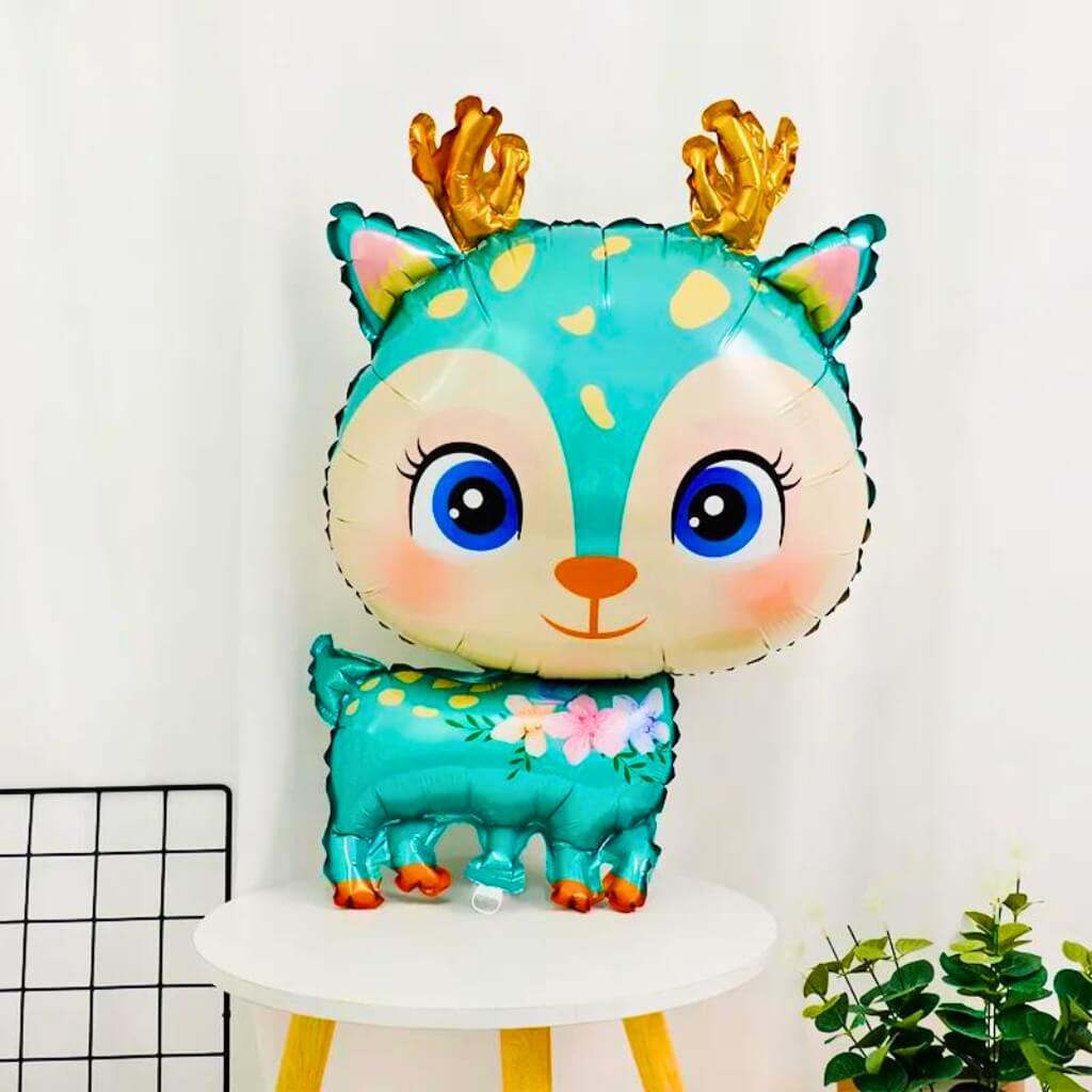 Jumbo blue Baby Reindeer Foil Balloon - Kids Party & Baby Shower Decoration