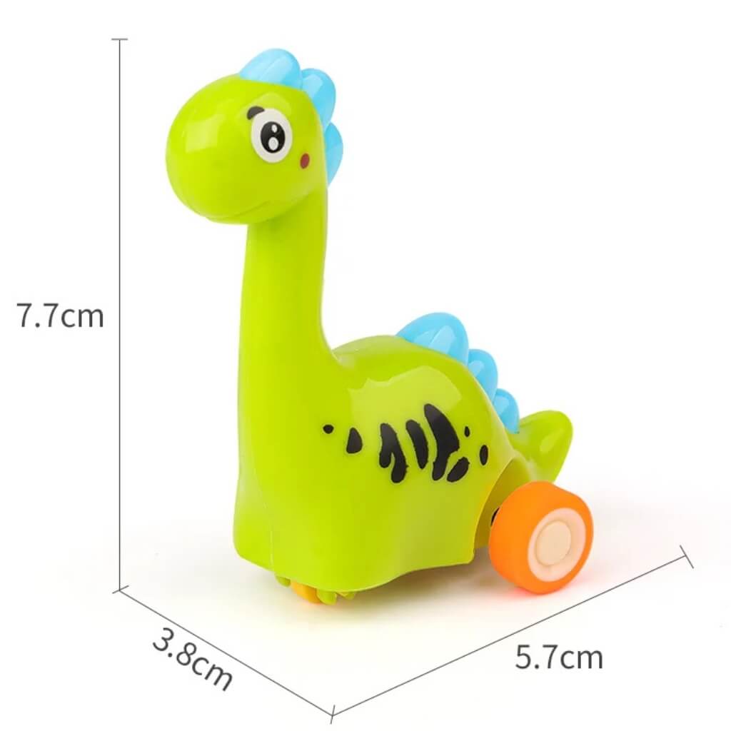 Pack of 2 Cartoon Pull Back Dinosaurs - Cute Long Neck Dino Toys for Kids