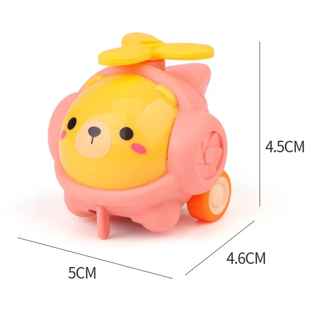 Pack of 2 Cute Cartoon Pull Back Helicopters - Party Favours Games Toys for Kids.