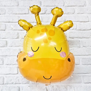 Large cute yellow giraffe head foil balloon