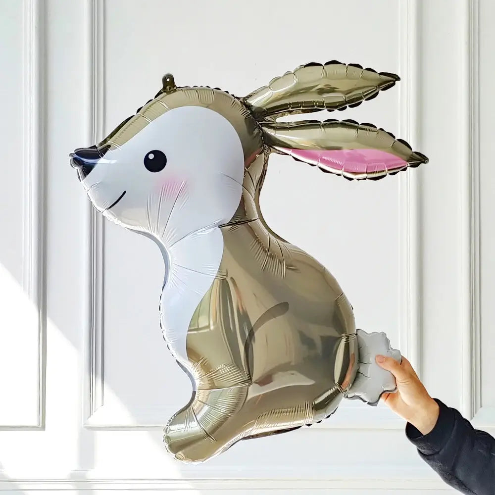 Cute Light Grey Rabbit Shaped Foil Balloon