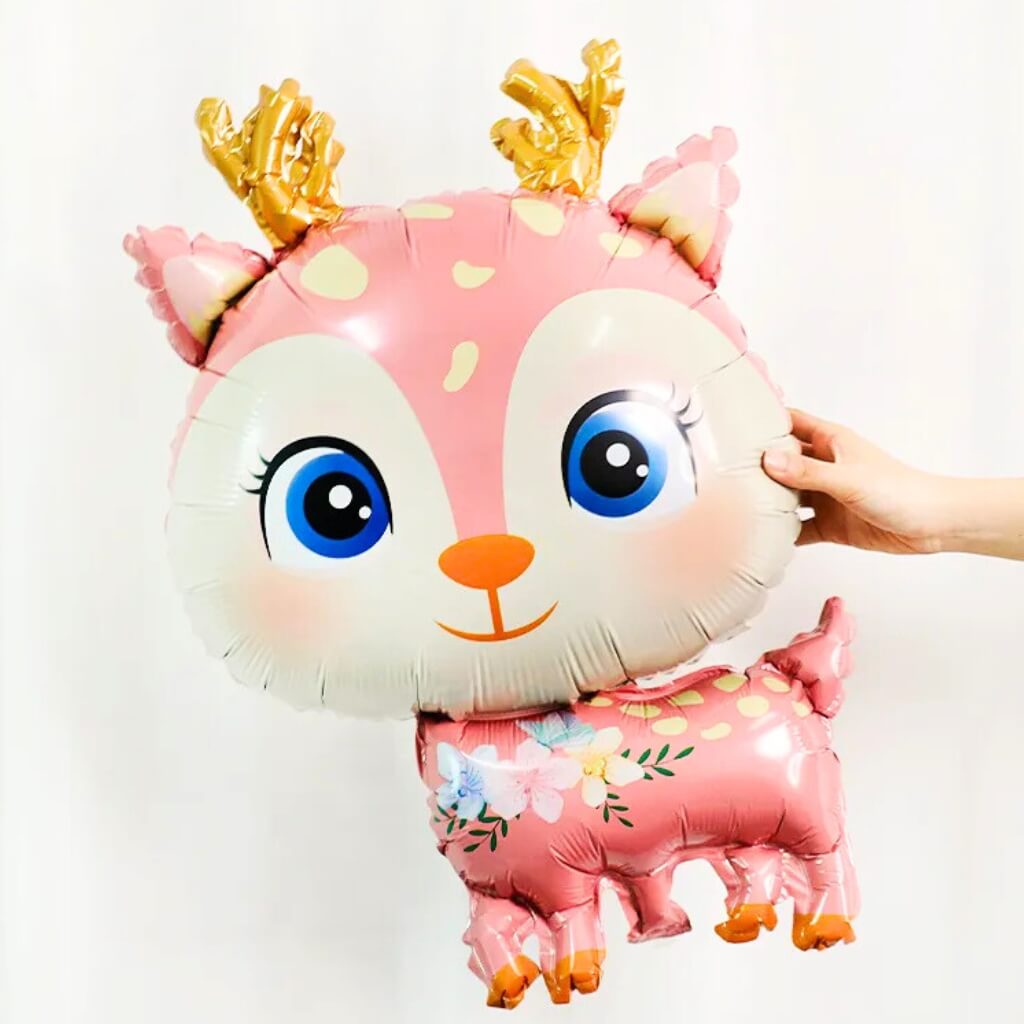 Jumbo pink Baby Reindeer Foil Balloon - Kids Party & Baby Shower Decoration