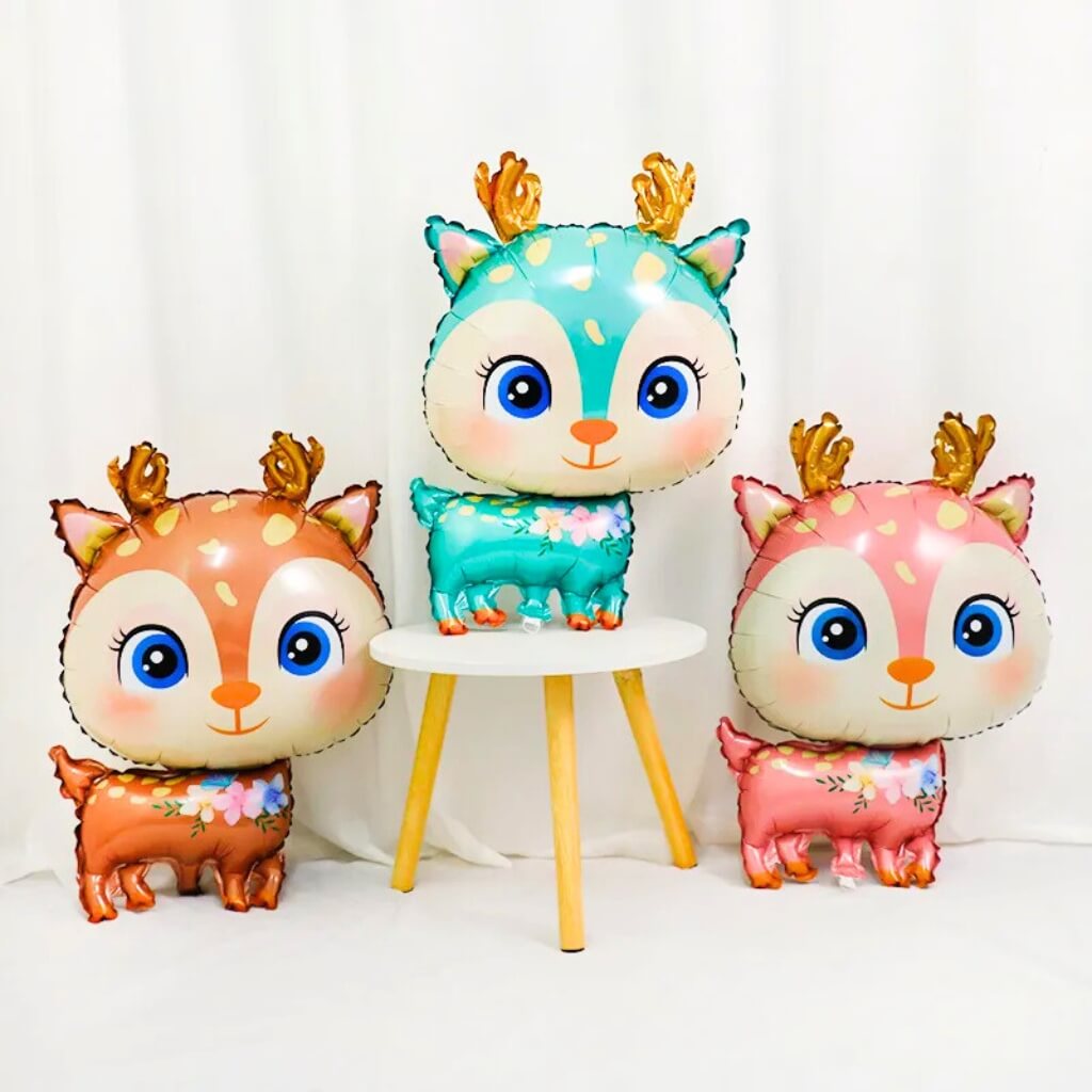Jumbo Baby Reindeer Foil Balloon - Kids Party & Baby Shower Decoration blue orange pink