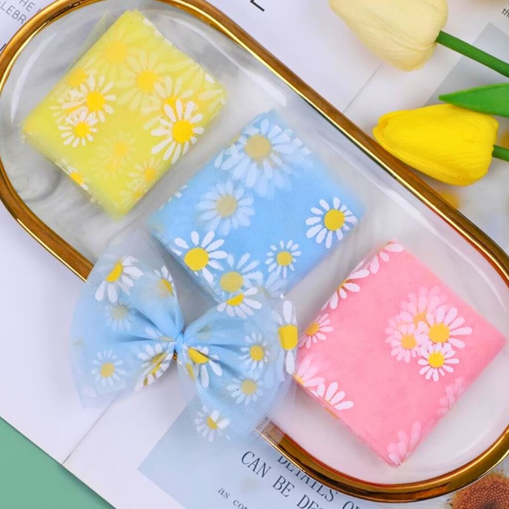 Daisy Tulle Ribbon 6cm x 5 yards - multi colours