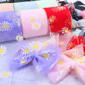 Daisy Tulle Ribbon 6cm x 5 yards - multi colours