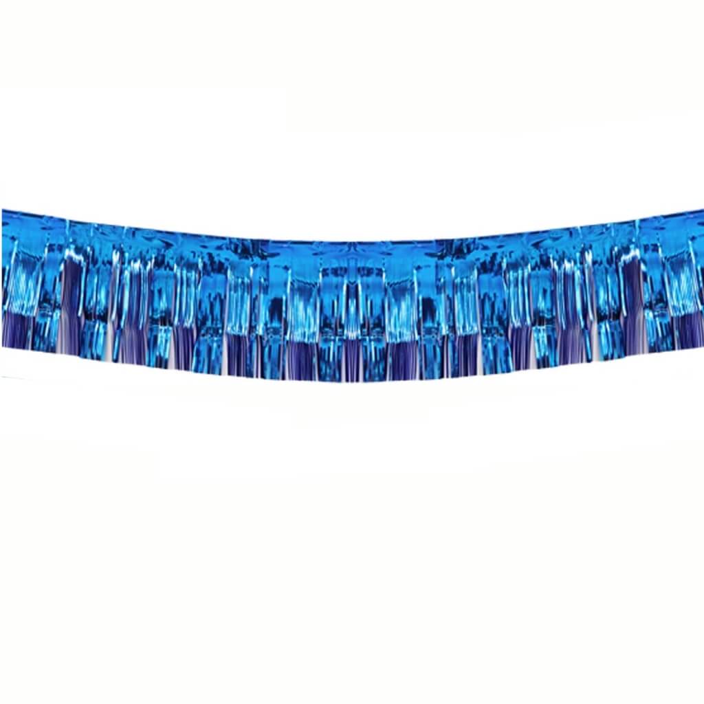 Metallic Blue Foil Tinsel Fringe Rain Foil Banner Wall Backdrop Decorations