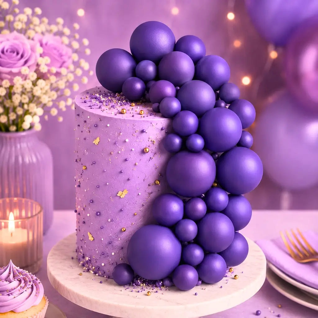 Pack of 20 Dark Purple Deco Foam Ball Cake Toppers