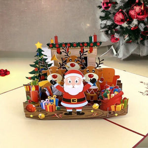 Online Party Supplies Australia Darling Christmas Reindeer Party with Santa 3D Pop Up Xmas Card for Kids