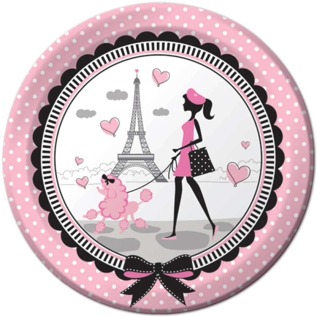 Day in Paris Paper Lunch Plates 22cm 8pk
