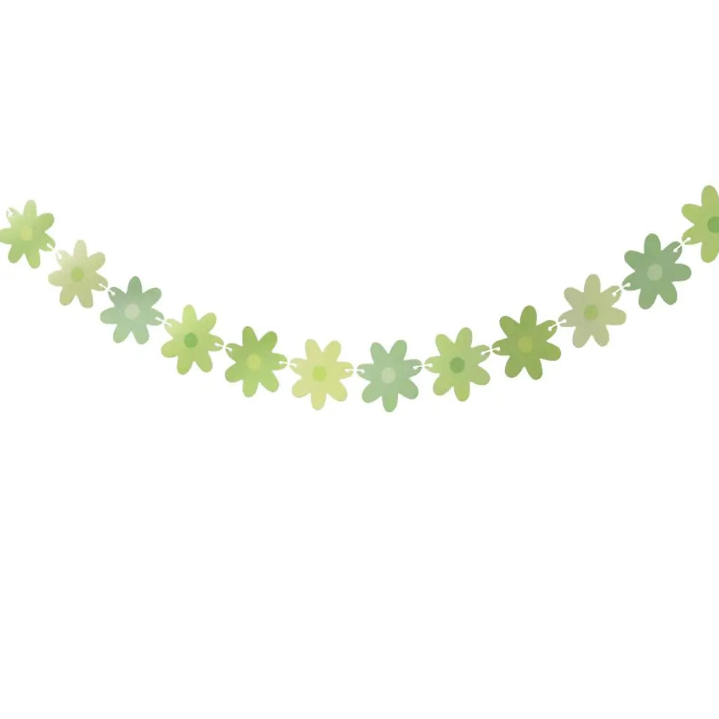 Delicate Green Daisy Flower Paper Banner