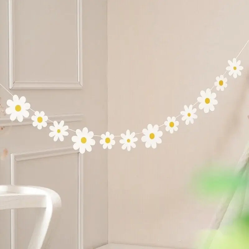Delicate Daisy Flower Paper Banner