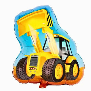 Excavator construction foil balloon yellow loader