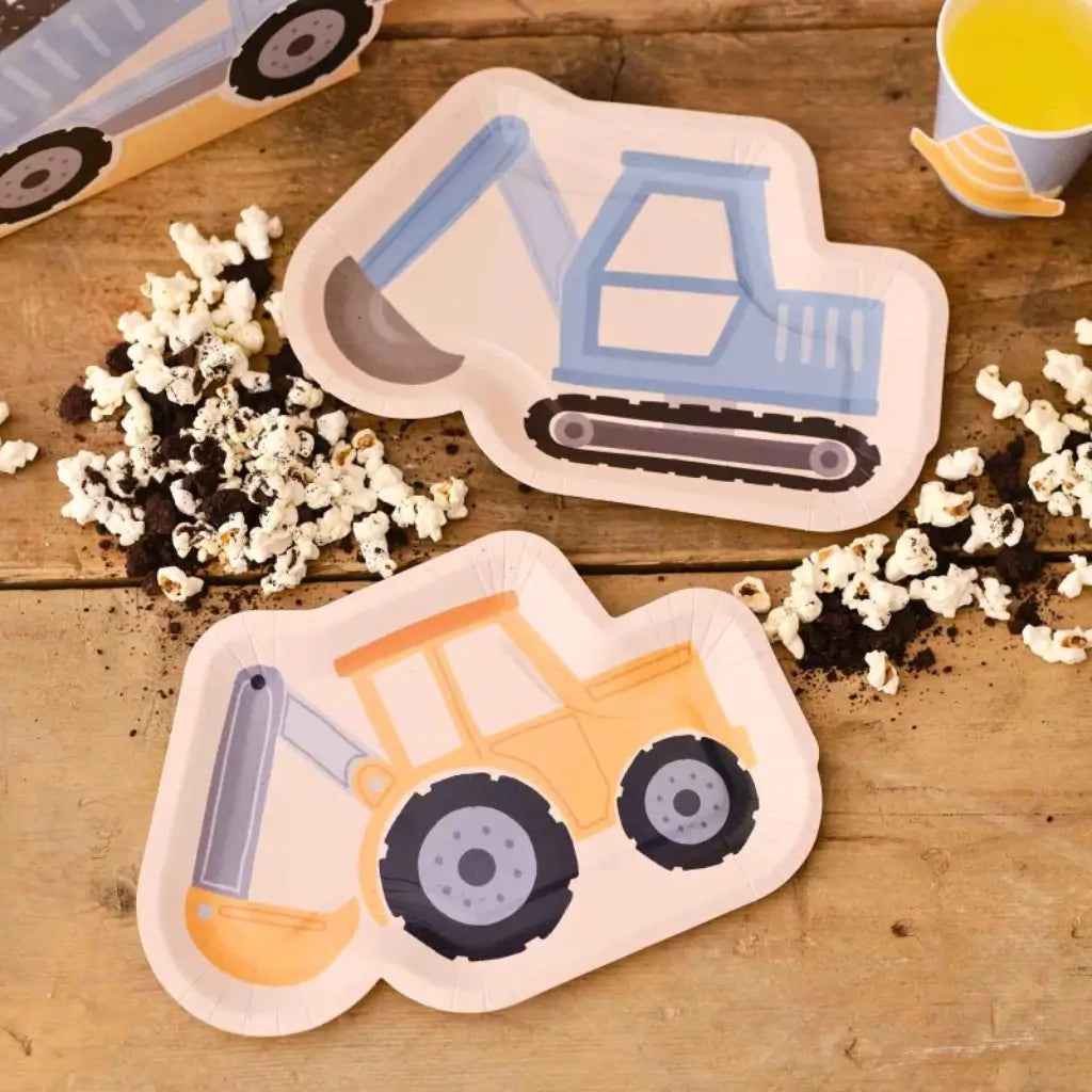 Diggin’ It construction vehicle-shaped paper plates