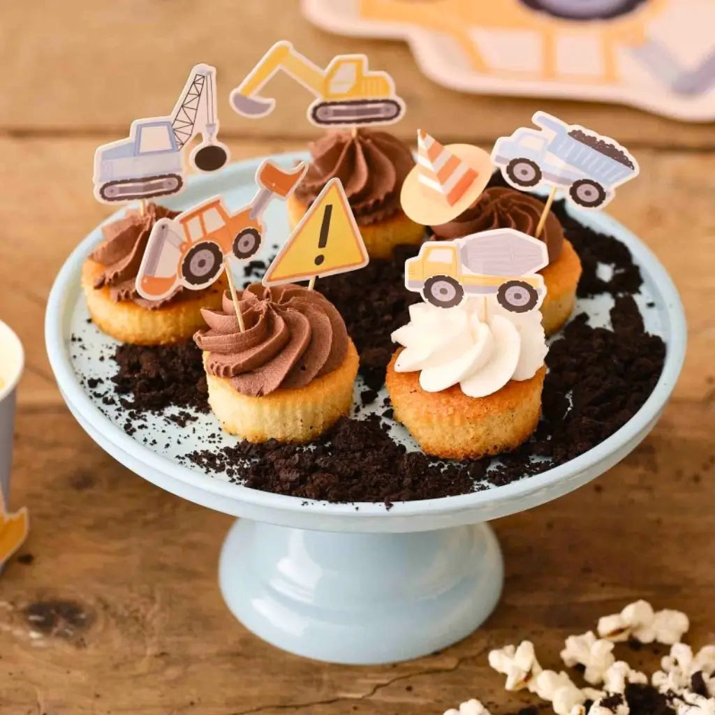 Diggin’ It construction cupcake toppers in assorted designs