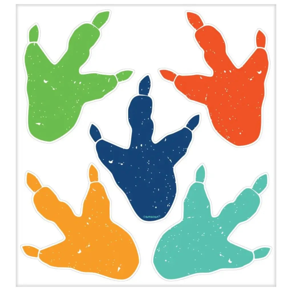 Dino-Mite Party Dinosaur Vinyl Cling Footprints 10 Pack