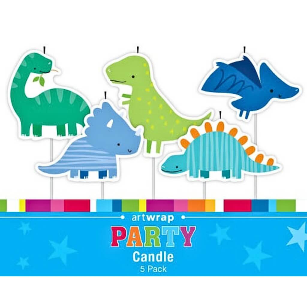Artwrap dinosaur birthday cake candles 5 pack