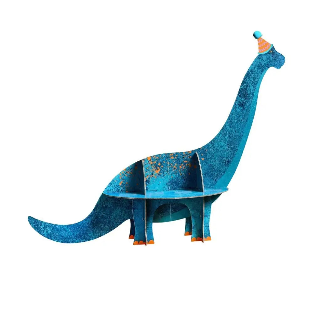 Party Dinosaurs Treat Stand shaped like a blue Brachiosaurus