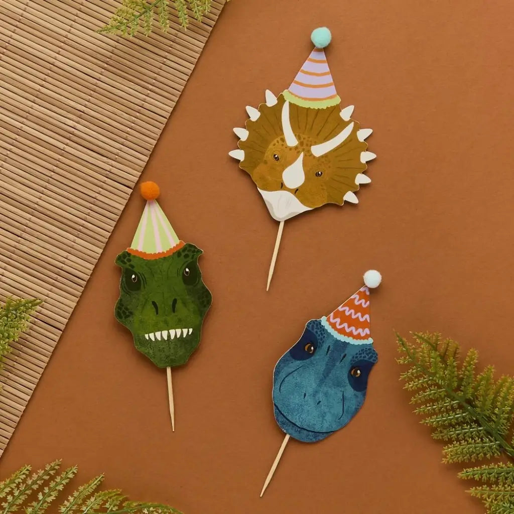 Party Dinosaurs Cupcake Holder & Topper Kit 12 Pack