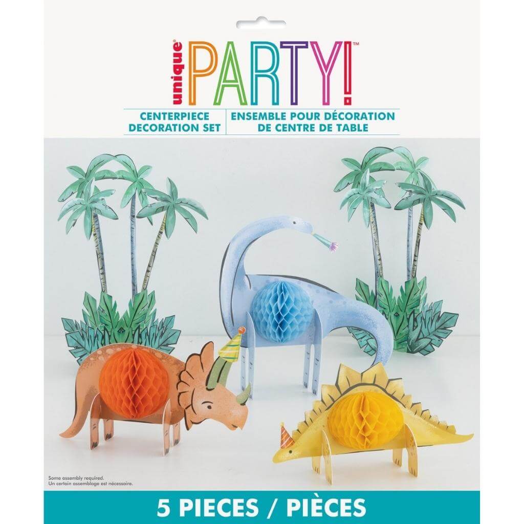 Dinosaur Party Honeycomb Centrepiece Kit – 5 Piece Party Table Decorations