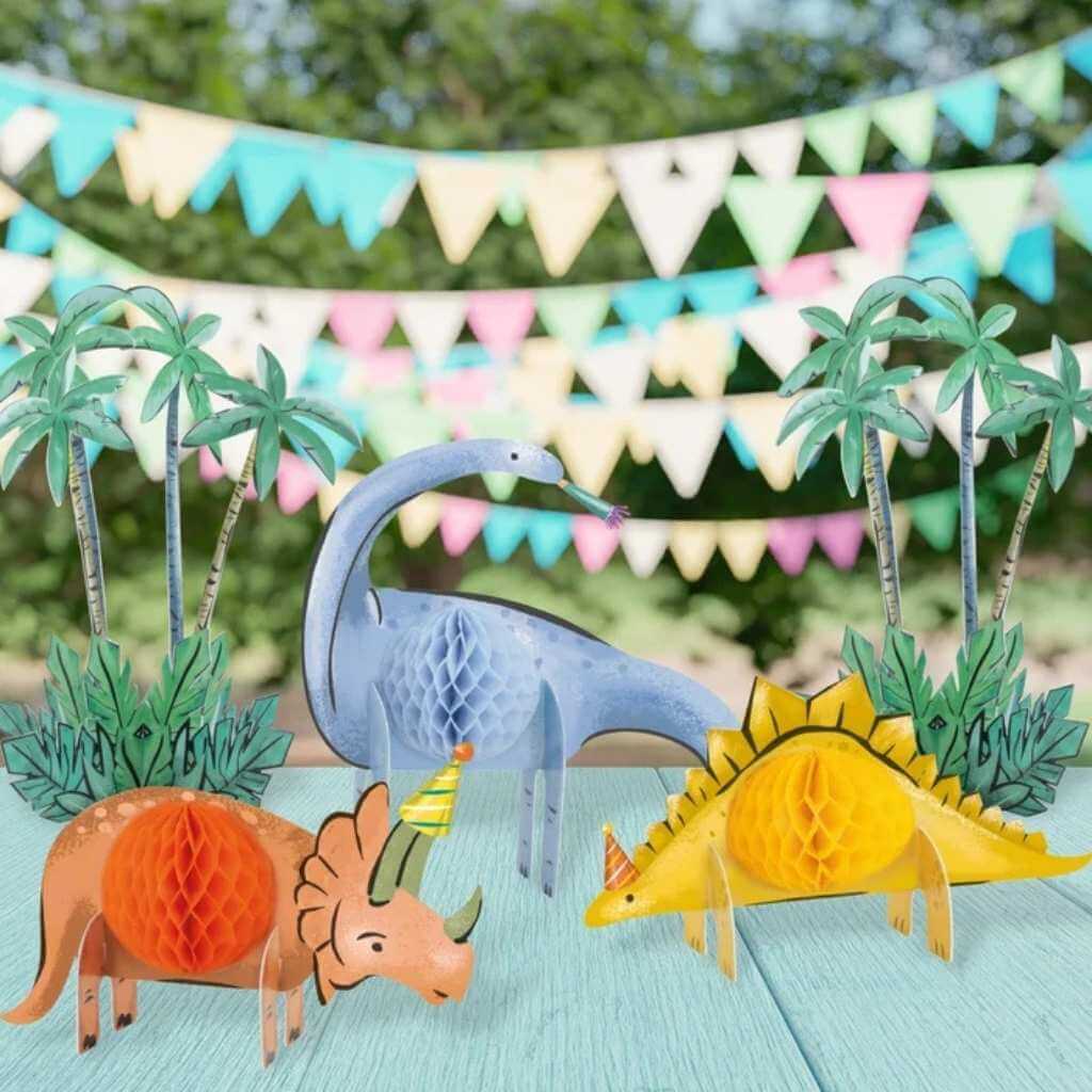 Dinosaur Party Honeycomb Centrepiece Kit – 5 Piece Party Table Decorations