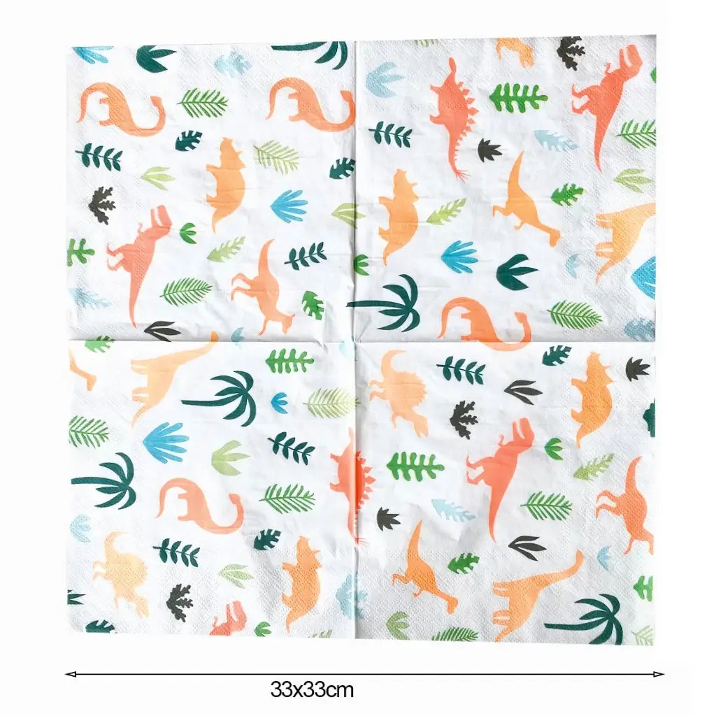 Large kids birthday dinosaur paper serviettes napkins