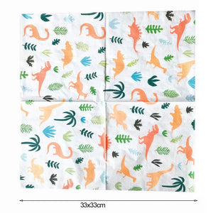 Large kids birthday dinosaur paper serviettes napkins