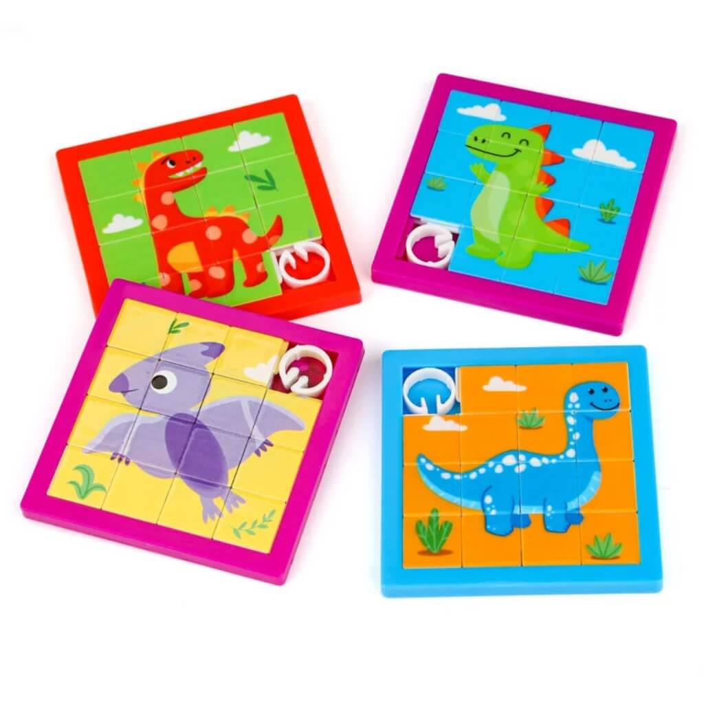 Pack of 2 Dinosaur Slide Puzzles – Party Bag Filler Toys.