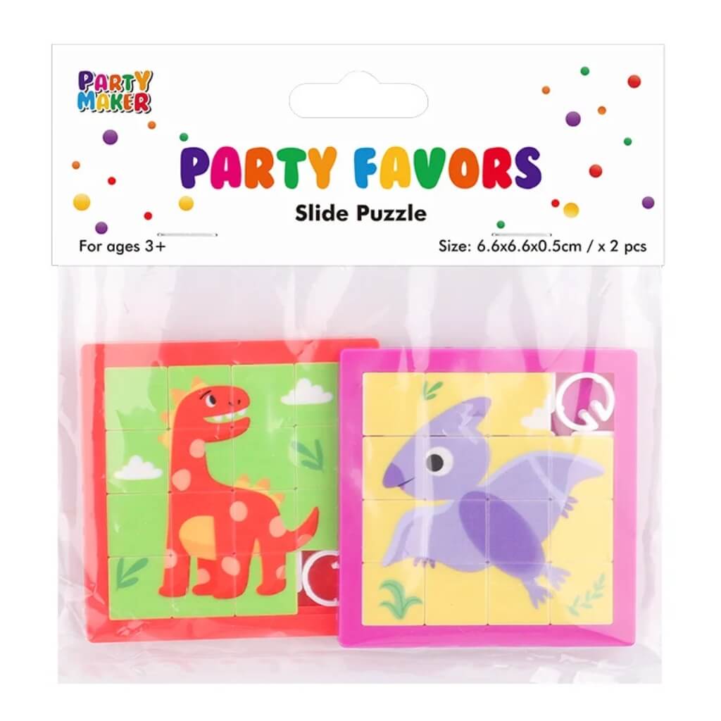 Pack of 2 Dinosaur Slide Puzzles – Party Bag Filler Toys.