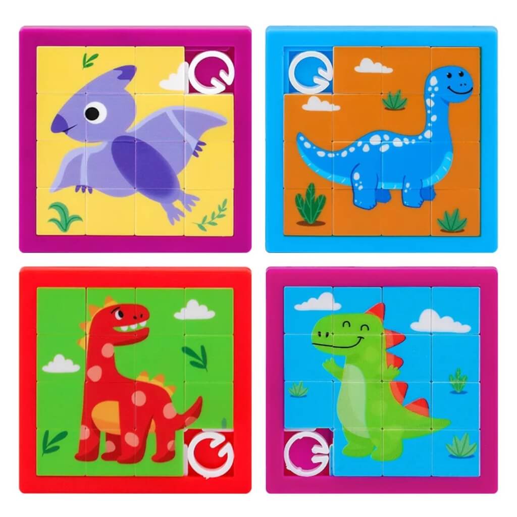 Pack of 2 Dinosaur Slide Puzzles – Party Bag Filler Toys.