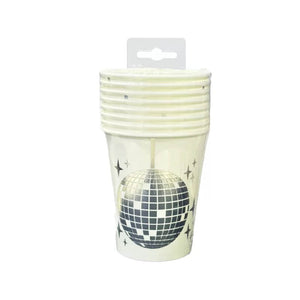 Pack of 8 Disco Ball Paper Cups 266ml.