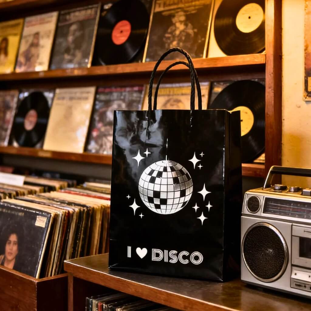Disco ball paper party bags with handles