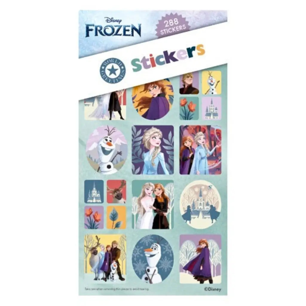 Disney Frozen 2 sticker book with 288 Elsa, Anna, Olaf and Kristoff stickers featuring Enchanted Forest artwork for party bags and crafts