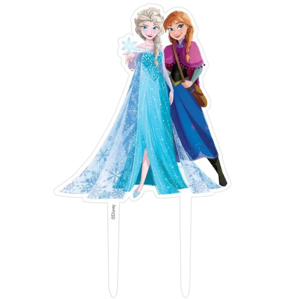 Disney Frozen 2 acrylic cake topper featuring Elsa and Anna for birthday cakes