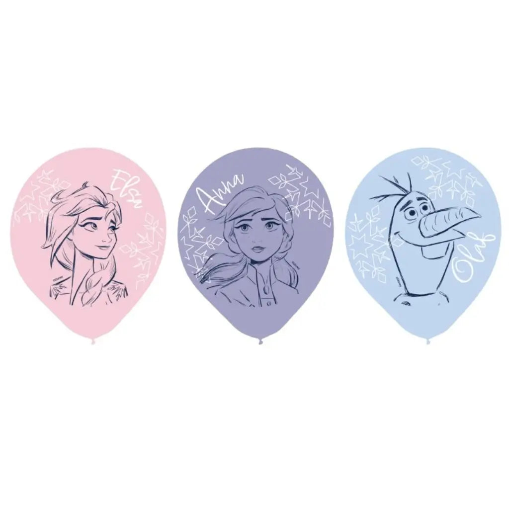 Disney Frozen 2 printed latex balloons 30cm pack of 6 featuring Elsa, Anna and Olaf