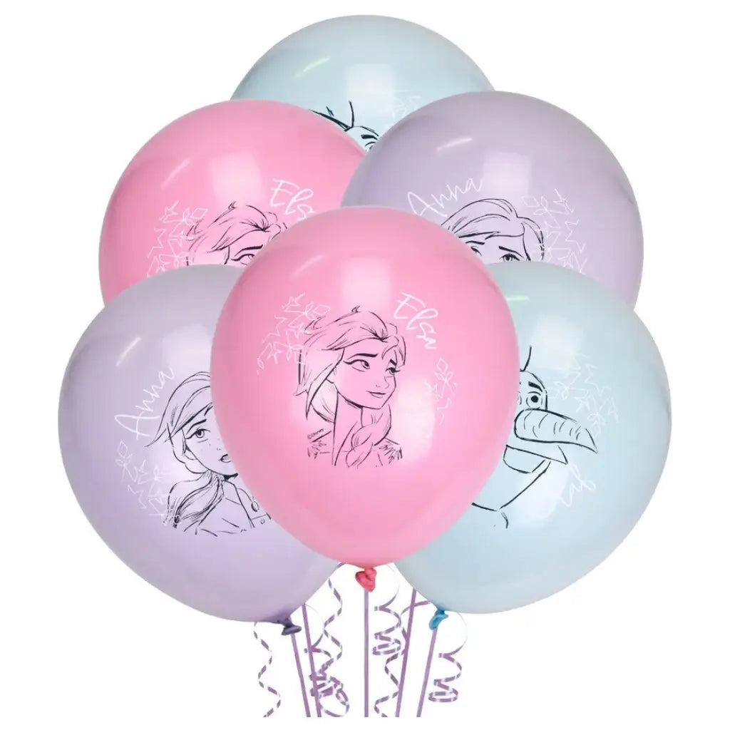 Disney Frozen 2 printed latex balloons 30cm pack of 6 featuring Elsa, Anna and Olaf
