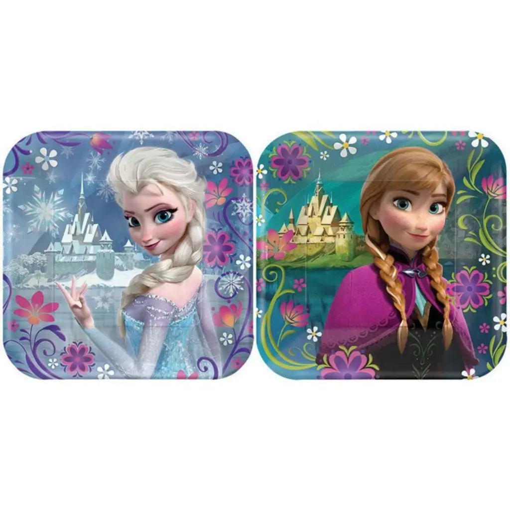 Disney Frozen Elsa and Anna square dessert paper plates 17cm pack of 8 with assorted designs
