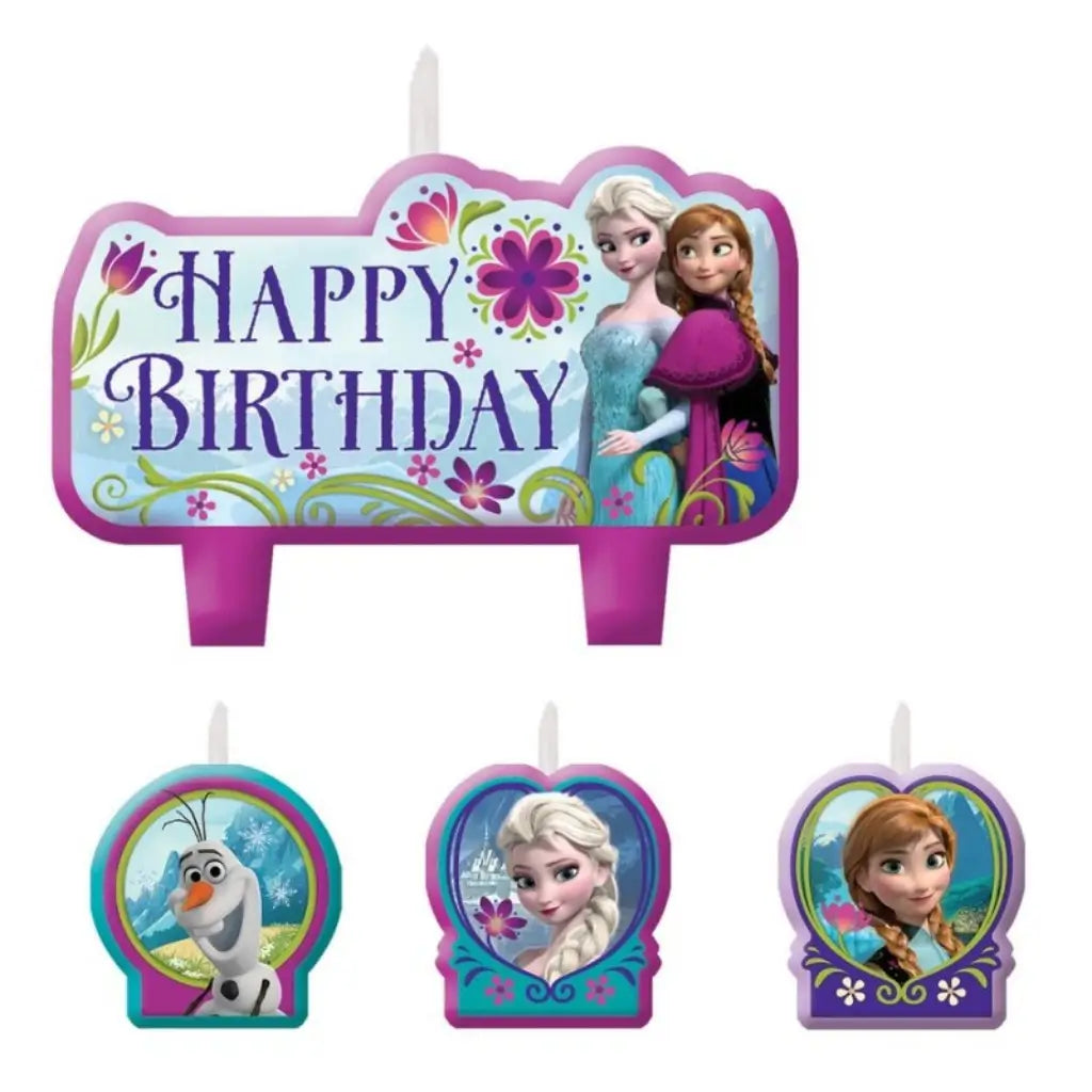 Disney Frozen Happy Birthday cake candle set with Elsa, Anna and Olaf, pack of 4
