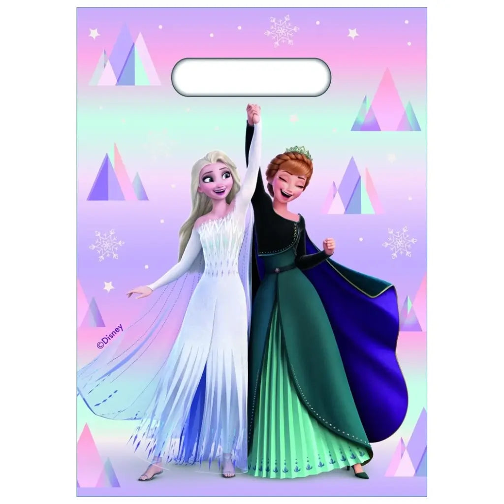 Disney Frozen 2 plastic party bag featuring Elsa and Anna