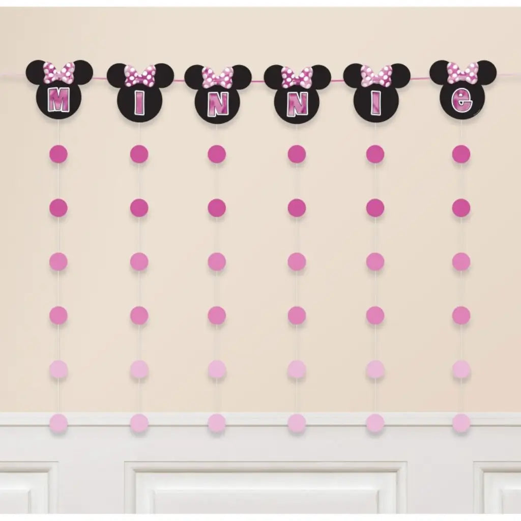 Disney Minnie Mouse Forever hanging banner and string decoration kit with 3m banner