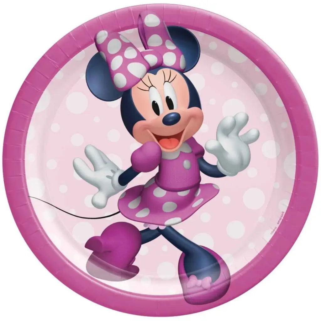 Disney Minnie Mouse Forever round paper plates 17cm pack of 8 featuring Minnie Mouse