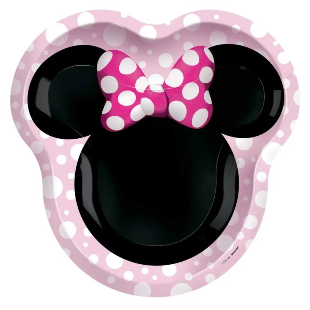 Disney Minnie Mouse Forever shaped paper plates 23cm pack of 8 featuring Minnie's iconic bow