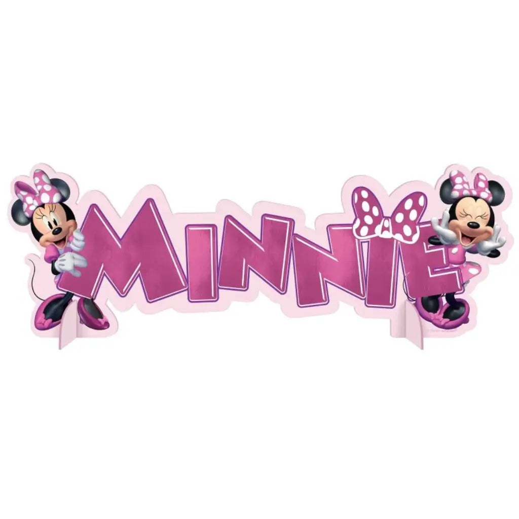 Disney Minnie Mouse Forever cardboard table centrepiece measuring 35cm for birthday parties