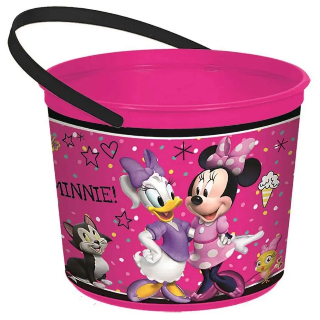 Disney Minnie Mouse Happy Helpers plastic favour container bucket measuring 16cm