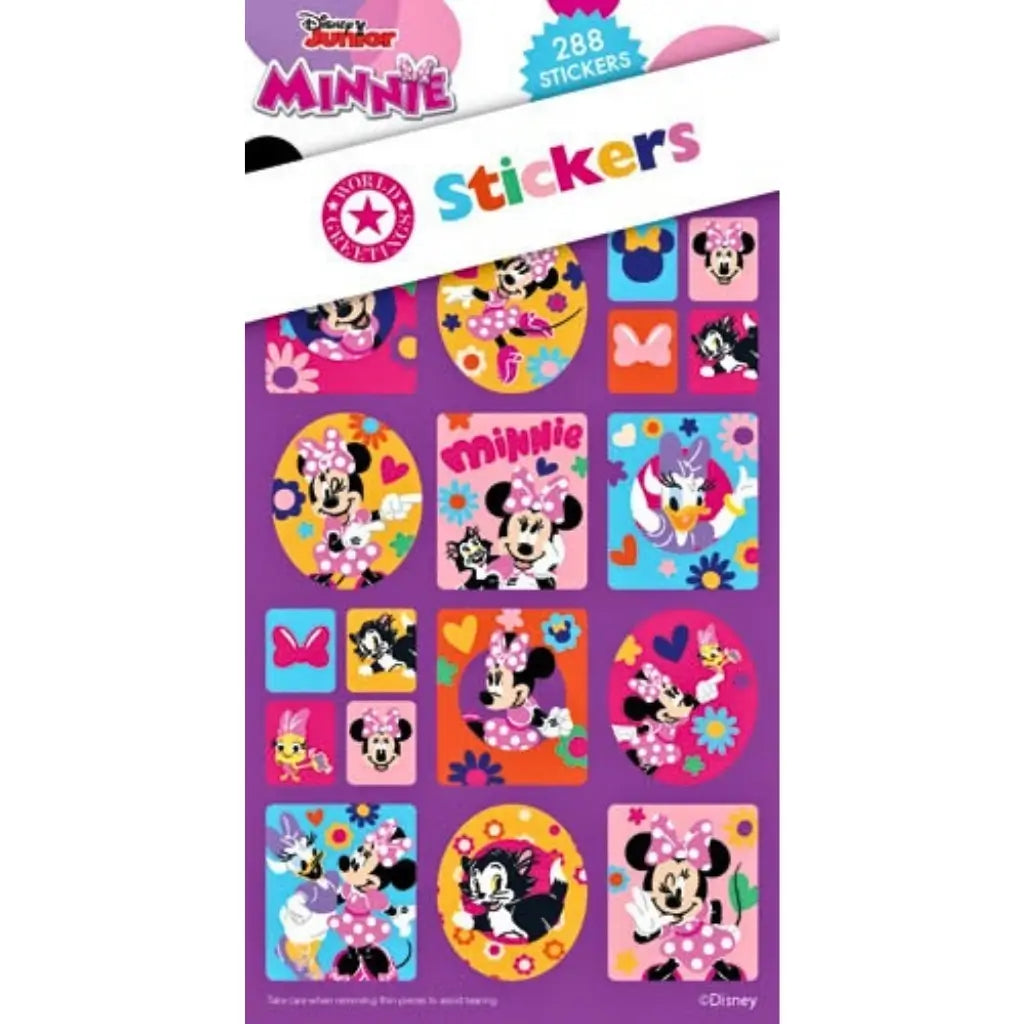Disney Minnie Mouse purple sticker book with 288 assorted stickers featuring Minnie Mouse, Daisy Duck and Figaro for party bags and crafts