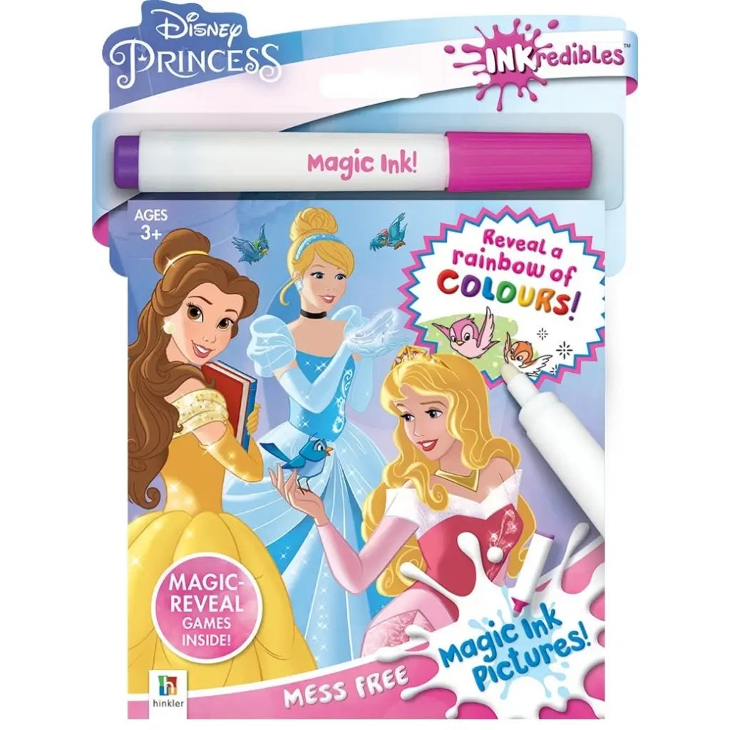 Disney Princess Inkredibles Magic Ink activity book with marker featuring Belle, Cinderella and Aurora